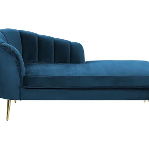Chaise longue fluweel kobaltblauw linkszijdig ALLIER Chaise longue fluweel kobaltblauw linkszijdig ALLIER