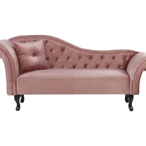 Chaise longue fluweel roze linkszijdig LATTES Chaise longue fluweel roze linkszijdig LATTES