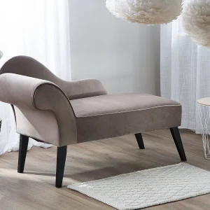 Chaise longue fluweel taupe linkszijdig BIARRITZ Chaise longue fluweel taupe linkszijdig BIARRITZ
