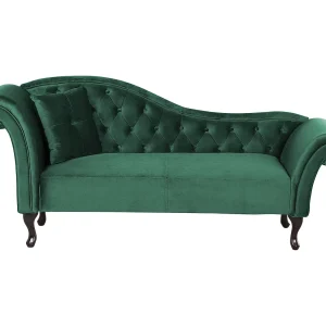 Chaise longue fluweel donkergroen linkszijdig LATTES Chaise longue fluweel donkergroen linkszijdig LATTES