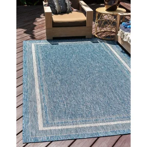 Buitenkleed – 183×122 – Blauw – Tulum Border Buitenkleed – 183×122 – Blauw – Tulum Border