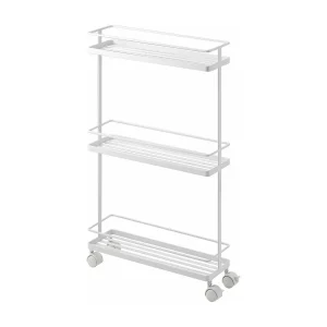 Dienstwagen van wit staal op wielen – L38 cm