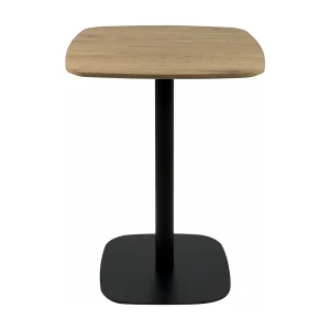 Design bistrotafel keuken, 75cm, 60x60cm, metalen poot SILA (Zwart & imitatie eik)