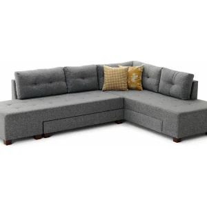 Divona grijze stoffen converteerbare hoekbank 282 cm-Model Juiste hoek Divona grijze stoffen converteerbare hoekbank 282 cm-Model Juiste hoek