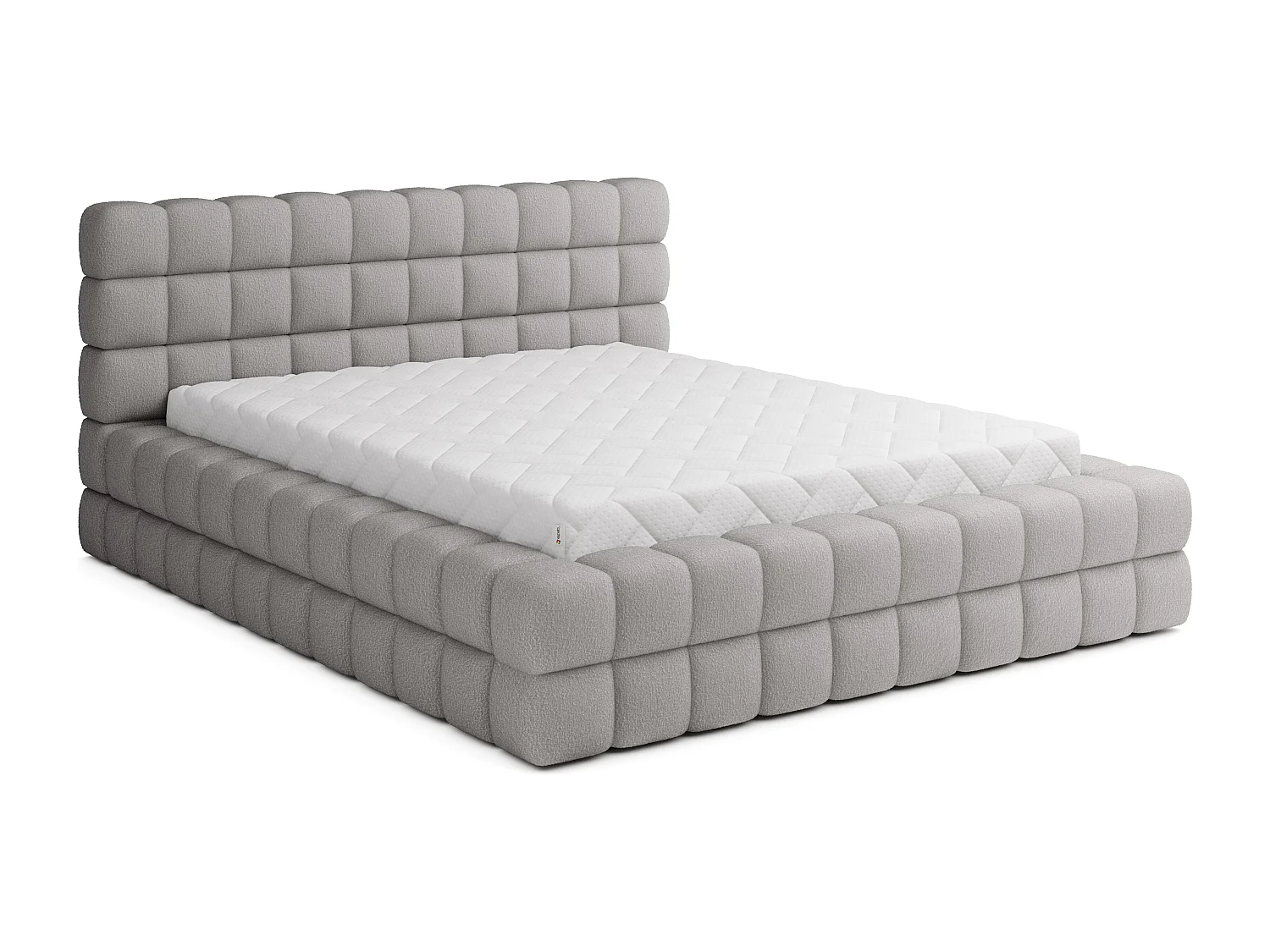 Bed met Kaizer prestige opbergbox – Gewatteerde stoffen bekleding-Kleur Grijs-Slapen 160x200cm