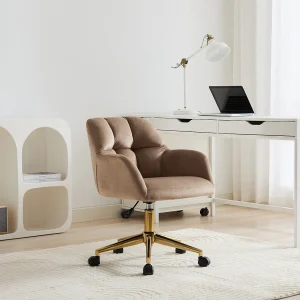 Bureaustoel fluweel beige en goudkleurig verstelbare hoogte – PEGA van Pascal Morabito Bureaustoel fluweel beige en goudkleurig verstelbare hoogte – PEGA van Pascal Morabito