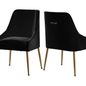 Daphne | Set van 2 stoelen met armleuningen van fluweel & metall Zwart Daphne | Set van 2 stoelen met armleuningen van fluweel & metall Zwart