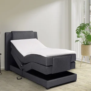 Set relax-boxspring van antracietgrijze stof 100 x 200 cm CASTEL Set relax-boxspring van antracietgrijze stof 100 x 200 cm CASTEL