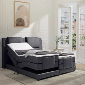 Set relax-boxspring van antracietgrijze stof 2 x 90 x 200 cm CASTEL Set relax-boxspring van antracietgrijze stof 2 x 90 x 200 cm CASTEL