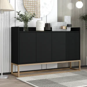 Buffet moderne 120 x 30 x 80 cm – Buffet style minimaliste avec 4 portes pour salle à manger, salon, cuisine – noir Buffet moderne 120 x 30 x 80 cm – Buffet style minimaliste avec 4 portes pour salle à manger, salon, cuisine – noir