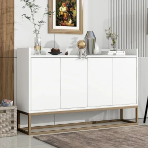 Buffet moderne 120 x 30 x 80 cm – Buffet style minimaliste avec 4 portes pour salle à manger, salon, cuisine – blanc Buffet moderne 120 x 30 x 80 cm – Buffet style minimaliste avec 4 portes pour salle à manger, salon, cuisine – blanc