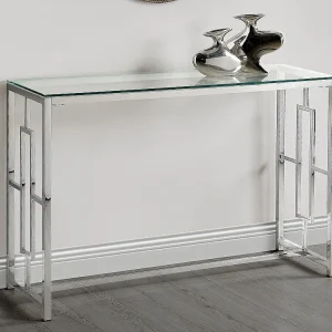Sidetable CLOTILDE – Gehard glas en staal – Chroomkleurig Sidetable CLOTILDE – Gehard glas en staal – Chroomkleurig