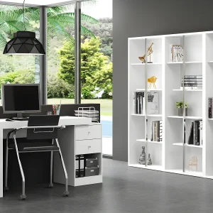 Uitschuifbaar bureau EVAN – 2 lades en 1 nis – Kleur: Wit Uitschuifbaar bureau EVAN – 2 lades en 1 nis – Kleur: Wit