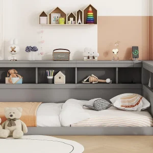 Daybed bed 90x200cm – met USB-poorten en opbergruimte – Grijs Daybed bed 90x200cm – met USB-poorten en opbergruimte – Grijs