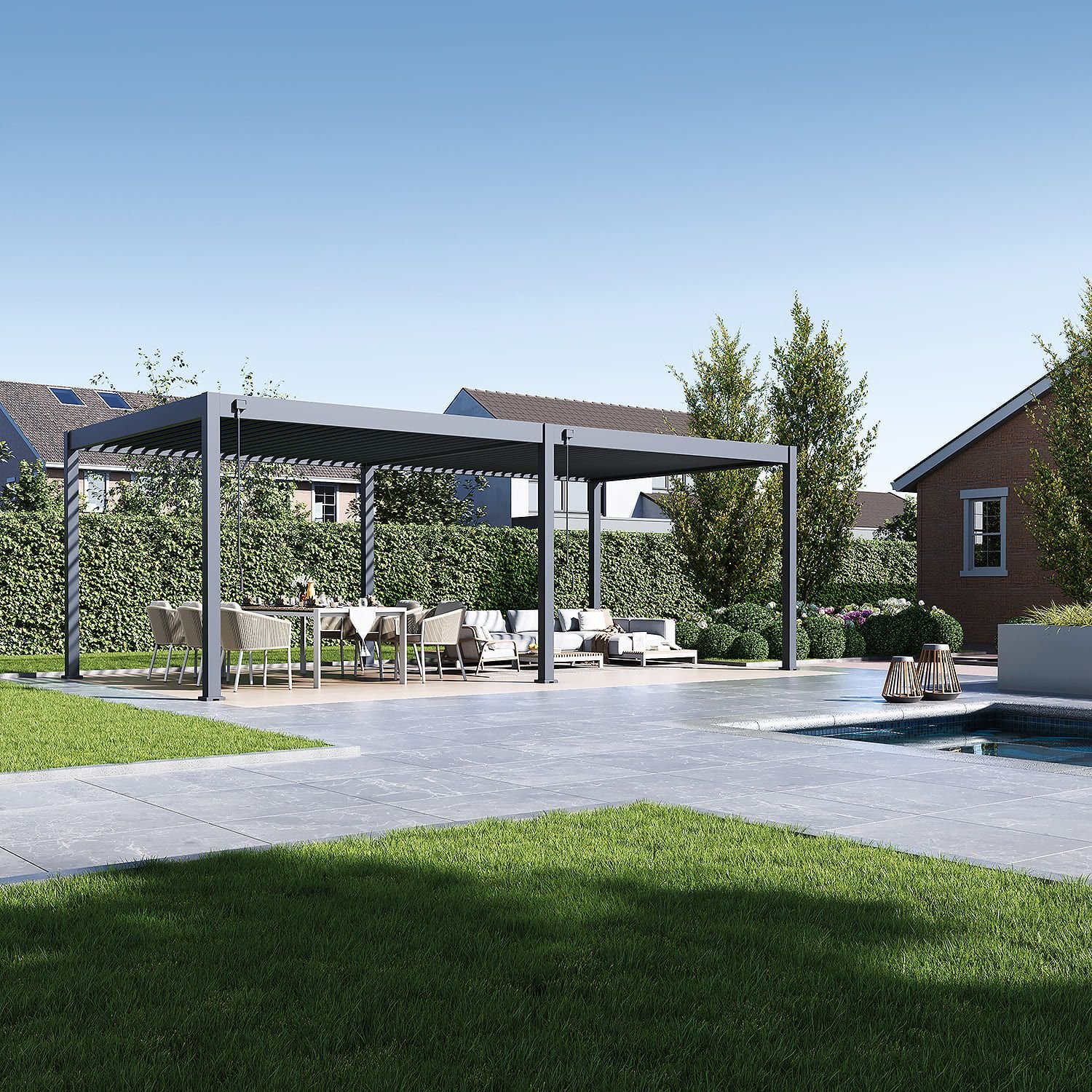 Aluminium Terrasoverkapping Deluxe Vrijstaand 360 x 720 cm Antraciet
