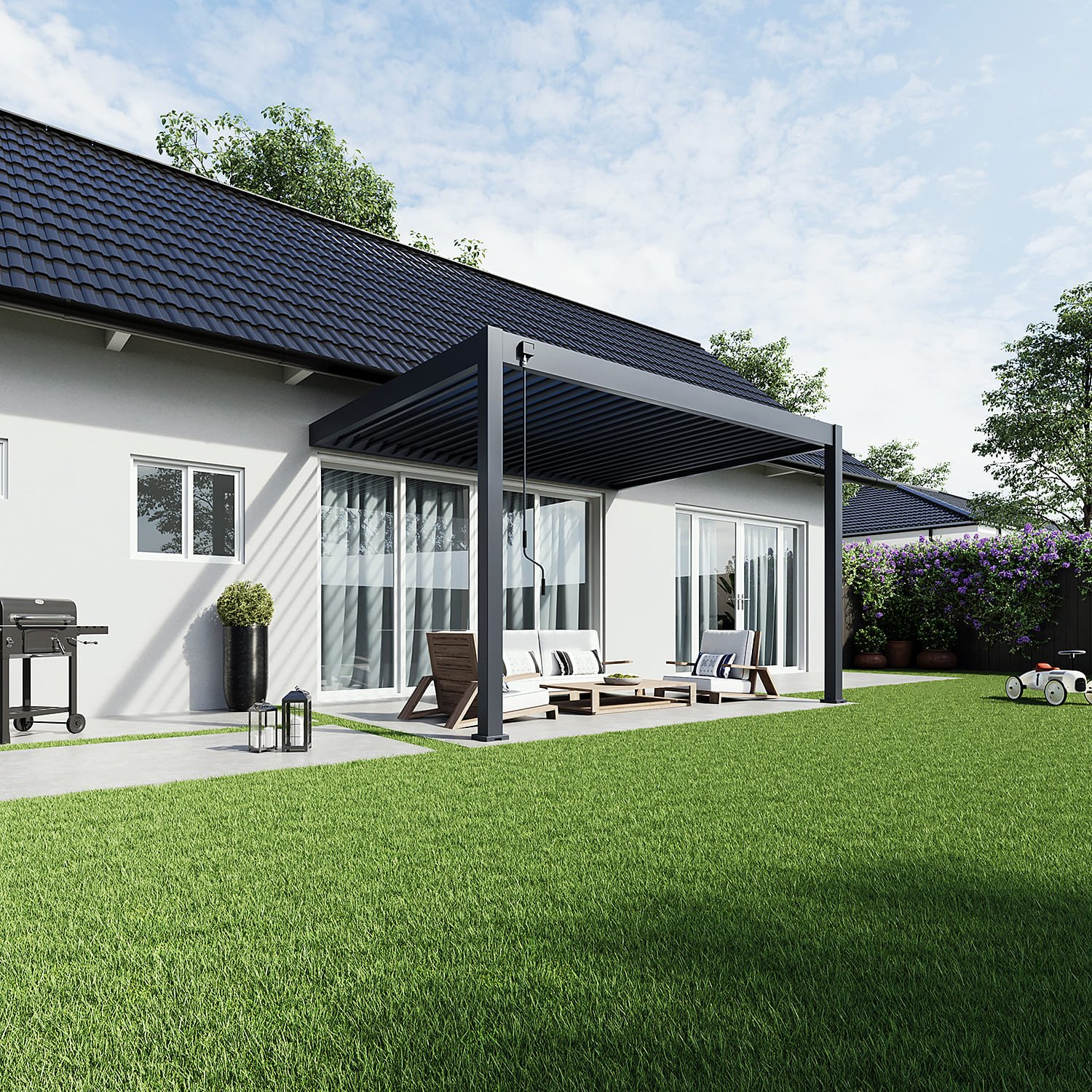 Aluminium Terrasoverkapping Deluxe Aanbouw 300 x 400 cm Antraciet
