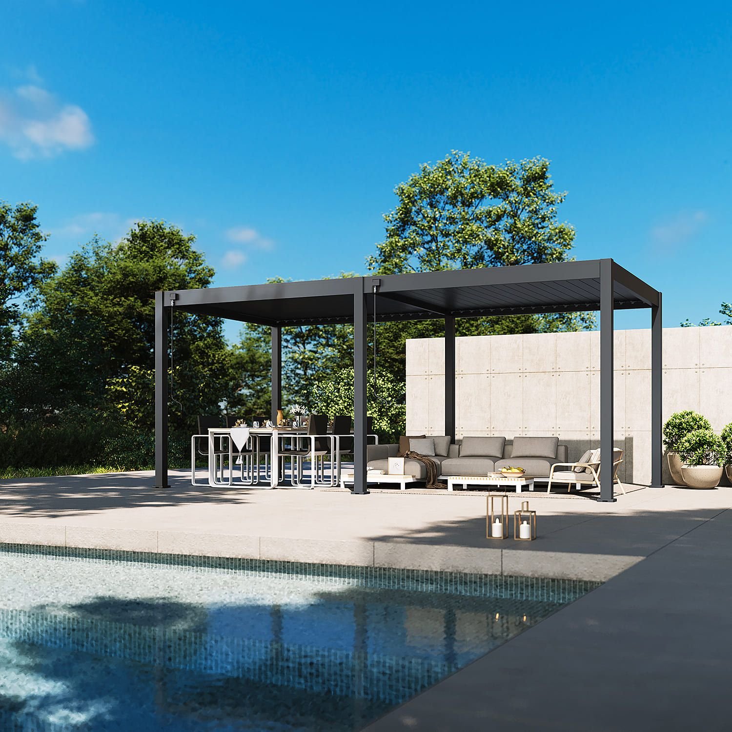 Aluminium Terrasoverkapping Deluxe Vrijstaand 300 x 600 cm Antraciet