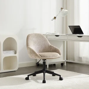 Bureaustoel van beige velours met afstelbare hoogte – NAODY Bureaustoel van beige velours met afstelbare hoogte – NAODY
