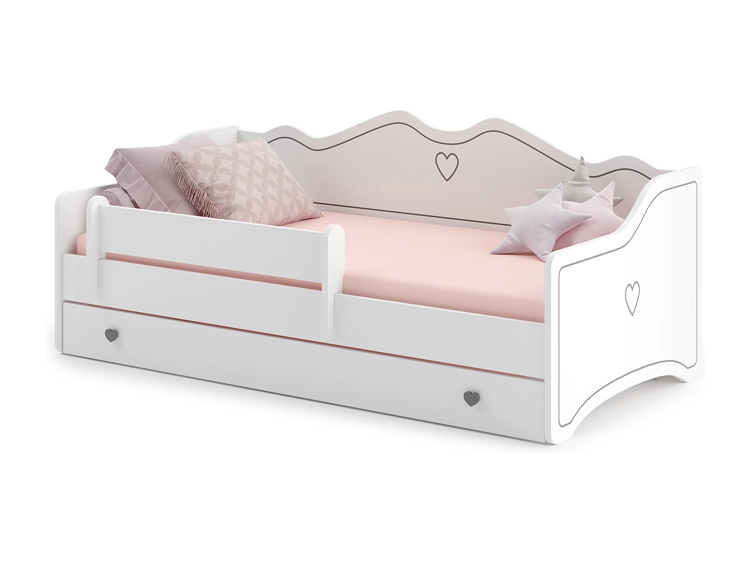 Cama de criança 160 x 80 com gaveta, colchão e estrado incluídos Kobi Emma Grey