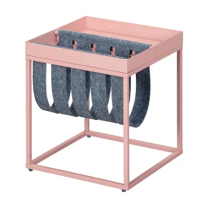 Cute salontafel met tijdschriftenhouder grijs en roze. Cute salontafel met tijdschriftenhouder grijs en roze.