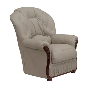 Fauteuil van 100% taupegrijs buffelleder DAPHNE Fauteuil van 100% taupegrijs buffelleder DAPHNE