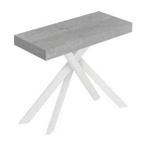 Console extensible 90×40/196 cm Saki Petits pieds en béton blanc