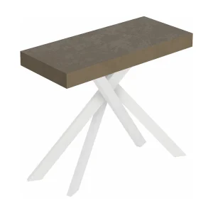 Console extensible 90×40/196 cm Saki Small gris tourterelle pieds blancs Console extensible 90×40/196 cm Saki Small gris tourterelle pieds blancs