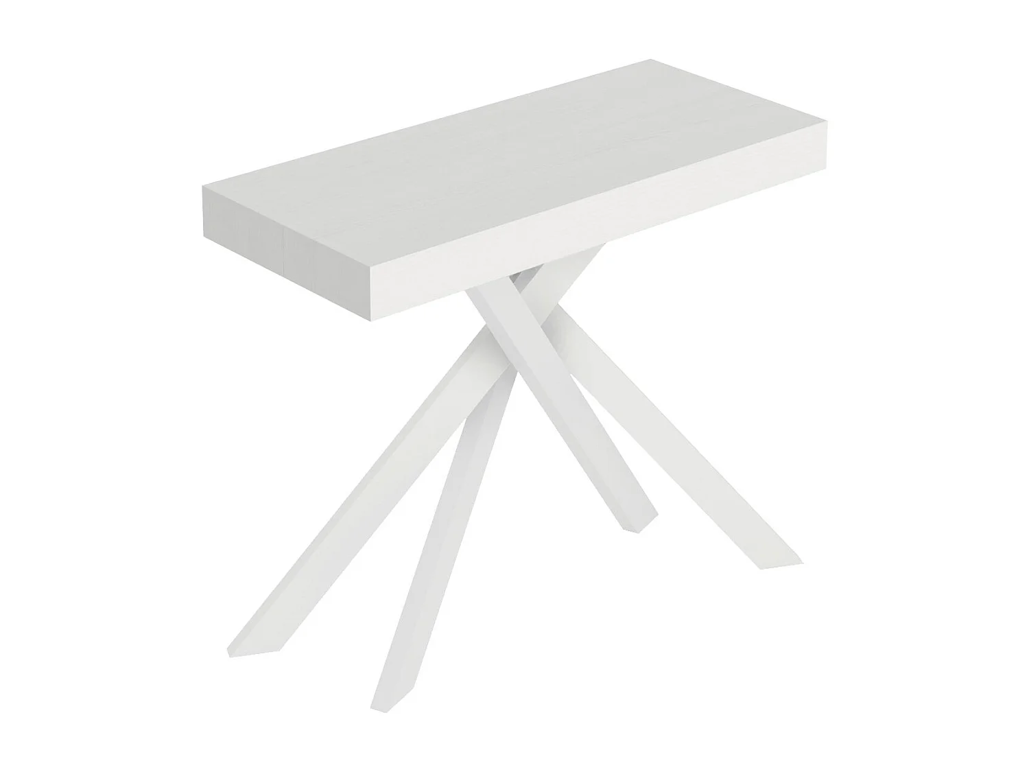 Console extensible 90x40/196 cm Saki Petit frêne blanc pieds blancs