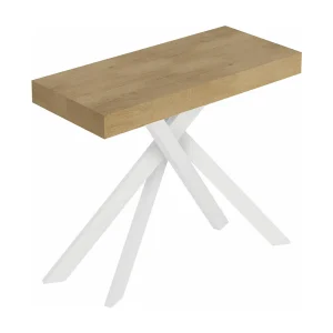 Console extensible 90×40/196 cm Saki Small chêne nature pieds blancs Console extensible 90×40/196 cm Saki Small chêne nature pieds blancs