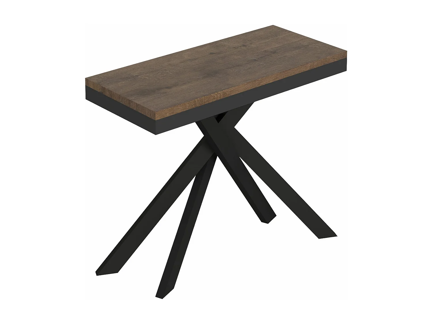 Console extensible 90x40/196 cm Saki Small Evolution noyer structure anthracite