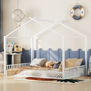 Cabinebed 140 x 200 cm met hoofdbord – Metaal – Lattenbodem – Wit (zonder matras) Cabinebed 140 x 200 cm met hoofdbord – Metaal – Lattenbodem – Wit (zonder matras)