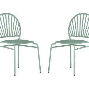 Set van 2 opstapelbare tuinstoelen van metaal – Amandelgroen – CEDEIRA van MYLIA Set van 2 opstapelbare tuinstoelen van metaal – Amandelgroen – CEDEIRA van MYLIA