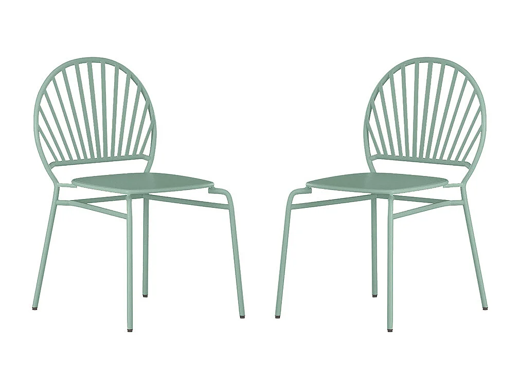 Set van 2 opstapelbare tuinstoelen van metaal - Amandelgroen - CEDEIRA van MYLIA
