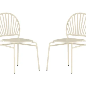 Set van 2 opstapelbare tuinstoelen van metaal – Beige – CEDEIRA van MYLIA Set van 2 opstapelbare tuinstoelen van metaal – Beige – CEDEIRA van MYLIA