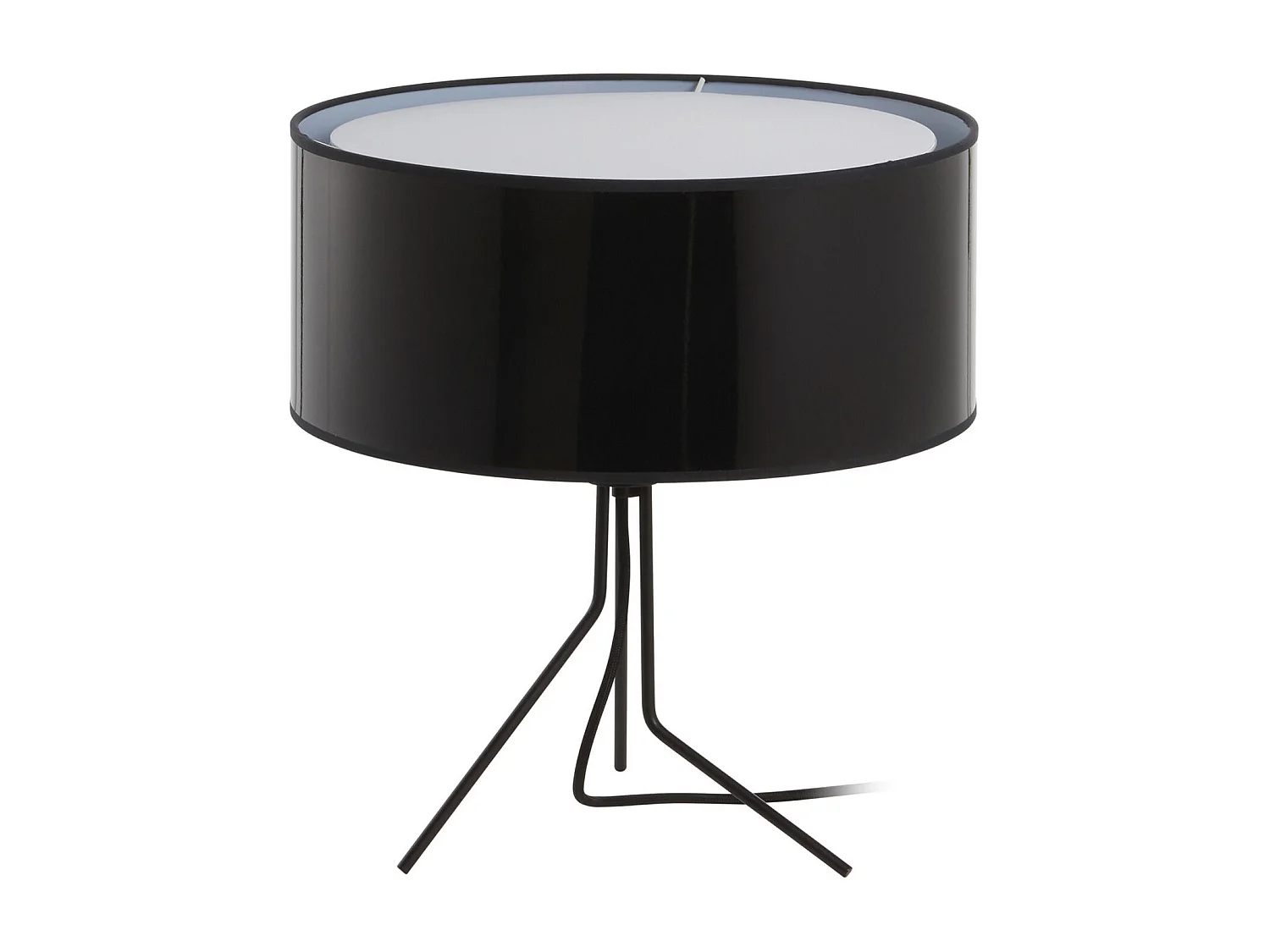 DIAGONAL tafellamp moderne stijl - Hoogte 38 cm - kunststof lampenkap ø35 cm - aan&uit - 1,5 m kabel E27 13W - staal en zwart - IP20 - binnen
