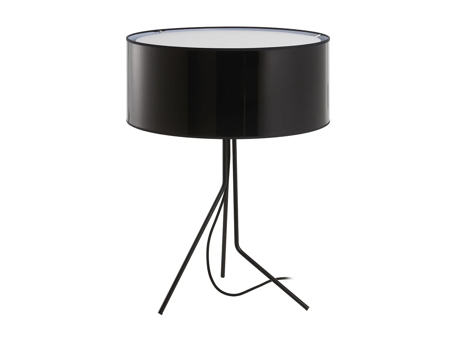 DIAGONAL tafellamp moderne stijl - H 59,8 cm - kunststof lampenkap ø45 cm - aan&uit - 1,5 m kabel E27 13W - staal en zwart - IP20 - binnen