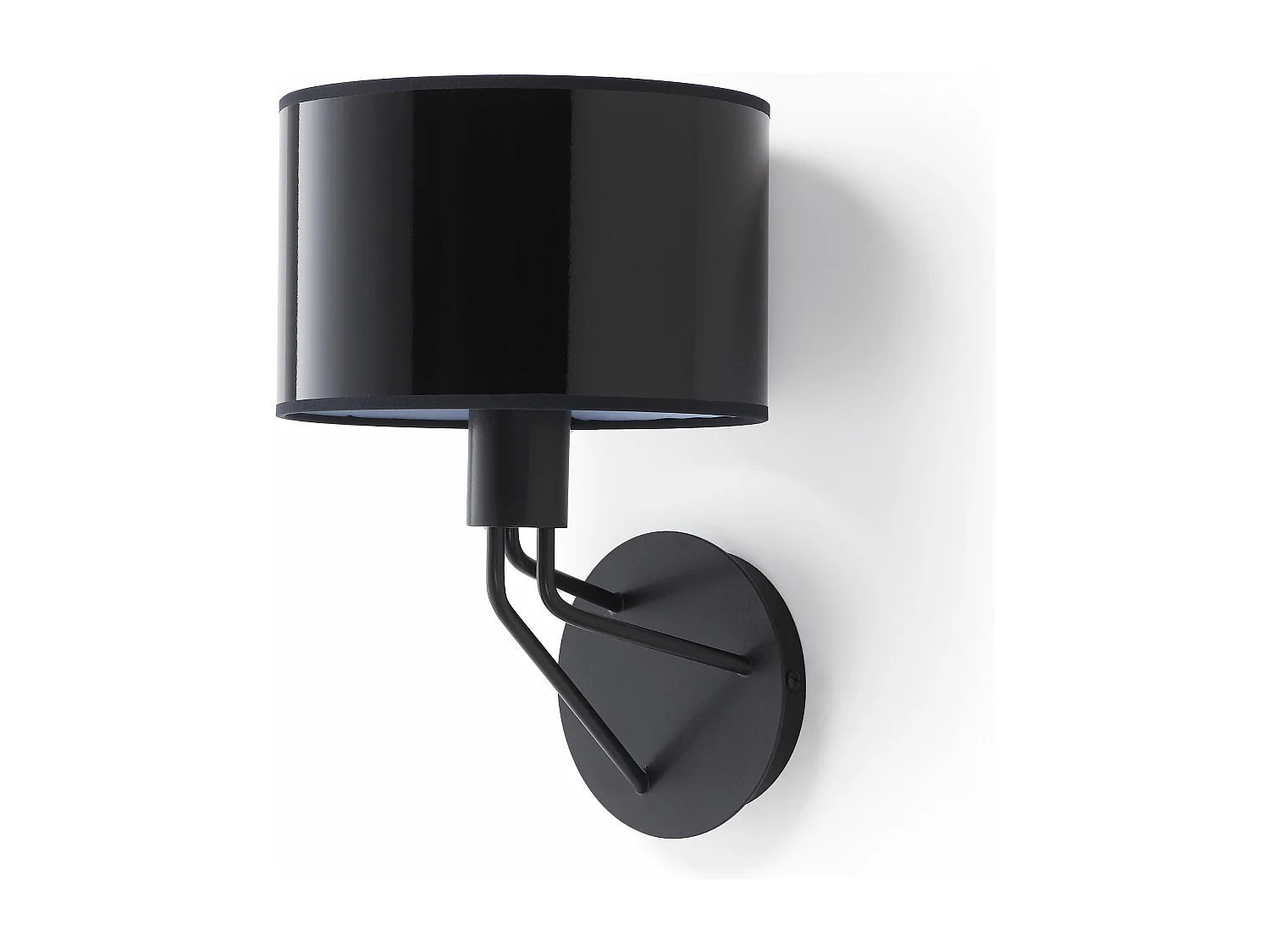 DIAGONAL wandlamp moderne stijl - H 28,5 cm - E27 13W - kunststof lampenkap ø22 cm - staal en zwart - IP20 - binnen