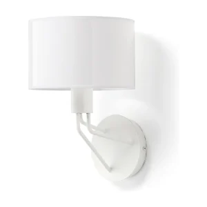 DIAGONAL wandlamp moderne stijl – H 28,5 cm – E27 13W – kunststof lampenkap ø22 cm – staal en wit – IP20 – binnen DIAGONAL wandlamp moderne stijl – H 28,5 cm – E27 13W – kunststof lampenkap ø22 cm – staal en wit – IP20 – binnen