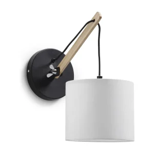 BRITTA moderne stijl wandlamp – E27 60W – 90º graden – katoen – staal en hout – ip20 BRITTA moderne stijl wandlamp – E27 60W – 90º graden – katoen – staal en hout – ip20