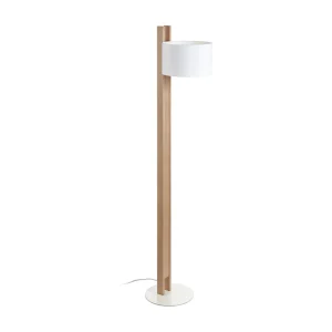 COMPACTE moderne stijl vloerlamp in hout – H 140,5 cm – E27 40W – IP20 – hout en wit katoen