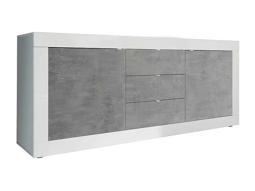 Buffet 2 deuren en 3 laden, collectie ISORA, kleur wit en grijs betoneffect