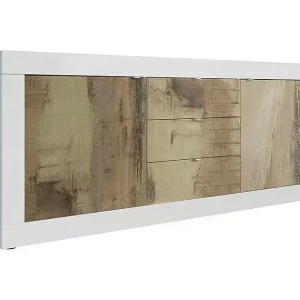 Buffet 2 deuren en 3 laden, collectie ISORA, kleur wit en licht eiken