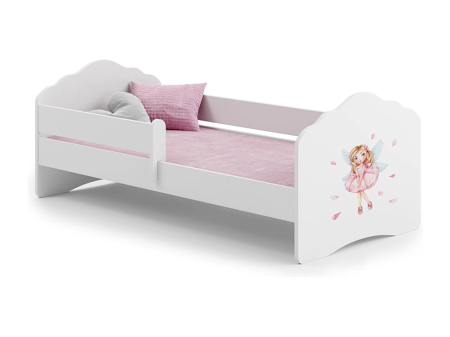 Cama de criança 160 x 80 colchão e estrado incluídos Kobi Wave Girl with wings