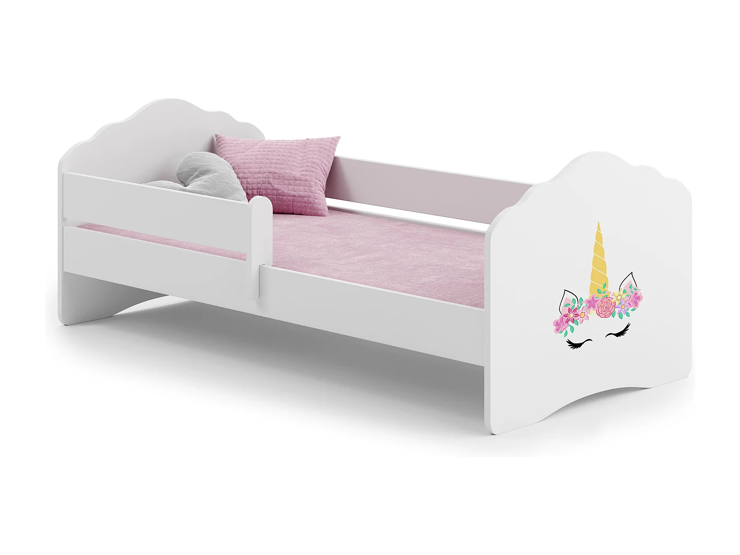Cama de criança 160 x 80 colchão e estrado incluídos Kobi Wave Unicorn horn