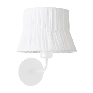CORA wandlamp klassieke stijl – H 23,5 cm – E27 40W – geplooide lint lampenkap ø20 cm – staal en wit – IP20 CORA wandlamp klassieke stijl – H 23,5 cm – E27 40W – geplooide lint lampenkap ø20 cm – staal en wit – IP20