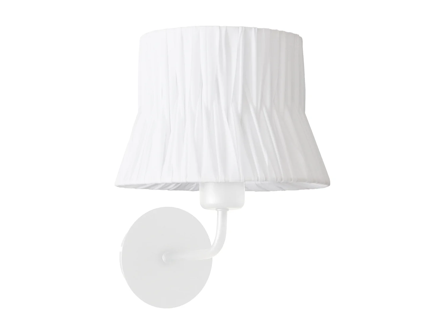 CORA wandlamp klassieke stijl - H 23,5 cm - E27 40W - geplooide lint lampenkap ø20 cm - staal en wit - IP20