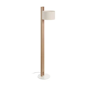 COMPACTE moderne stijl vloerlamp in hout – H 140,5 cm – E27 40W – IP20 – hout en bruin katoen