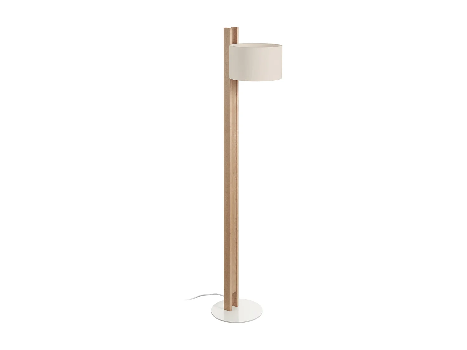 COMPACTE moderne stijl vloerlamp in hout - H 140,5 cm - E27 40W - IP20 - hout en bruin katoen