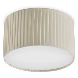 VORADA moderne stijl plafondlamp – D. ø30 cm – LED COB AC 12W – 1030 lm Y 3K – IP20 – lampenkap met synthetische geplooide linten – staal en beige VORADA moderne stijl plafondlamp – D. ø30 cm – LED COB AC 12W – 1030 lm Y 3K – IP20 – lampenkap met synthetische geplooide linten – staal en beige