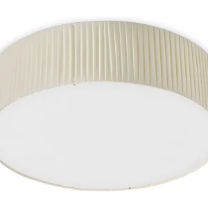 VORADA moderne stijl plafondlamp – D. ø60 cm – LED COB AC 25W – 3540 lm Y 3K – IP20 – lampenkap met synthetische geplooide linten – staal en beige VORADA moderne stijl plafondlamp – D. ø60 cm – LED COB AC 25W – 3540 lm Y 3K – IP20 – lampenkap met synthetische geplooide linten – staal en beige
